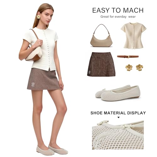 Image of VBDB Mesh Ballet Flats for Women Split Toe Tabi Flats Wide Width Mesh Flats Low Heel Casual Ballerina Comfortable 2026 Spring Summer Shoes