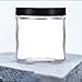 16 oz / 480 ml Large Clear Thick Glass Straight Sided Jar with Black Foam Lined Lid (2 pack)