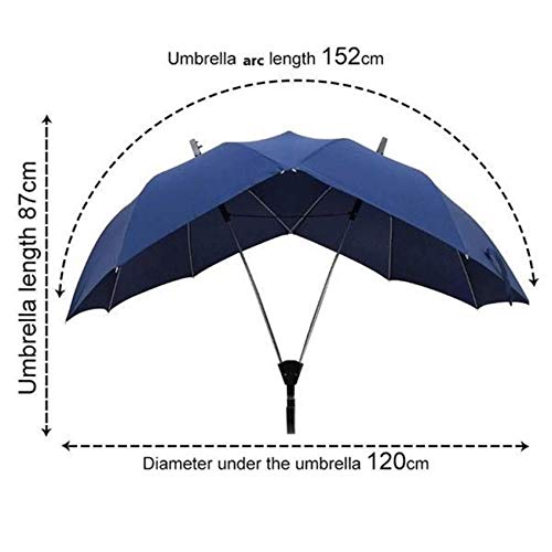 Owill Creative Fashion Two-People Couple Umbrella Pure Color Semi-Automatic High-End Business Umbrella Double Top Conjoined Umbrella For Lovers (Navy) #TOP6