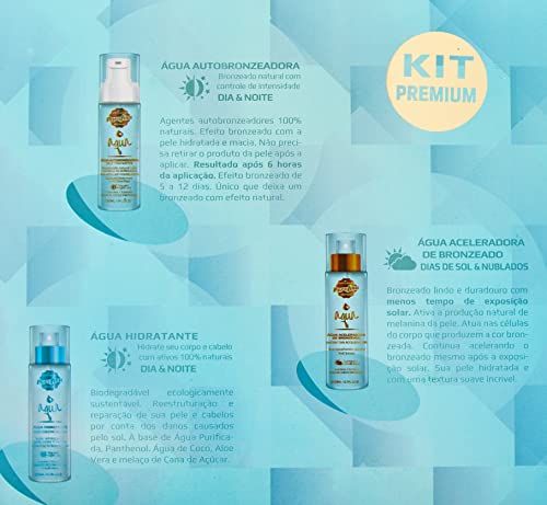 Kit Aqua Top Autobronzeador + Hidratante + Aceleradora de Bronzeado, Incoloro, Parafina Bronze, 550
