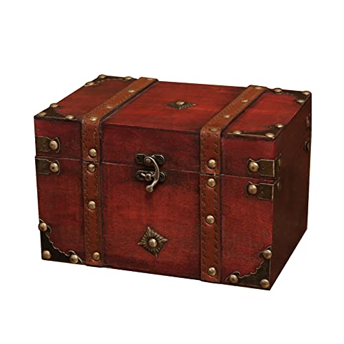 Dtoterul Holz Kiste Geschenke 1 Stück Schatztruhe Holz Schatzkisten Kleine Holztruhe Schatzkiste für Geschenkbox Kiste Dekorativer Kleine Schatztruhe aus Holz Mit Metall Klappverschluss Cover