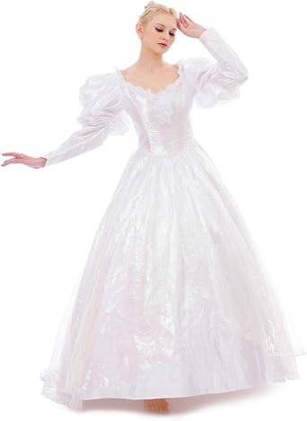 MyheroCos Movie Labyrinth Sarah Cospaly Costume Womens White Ball Gown Dress Halloween Costume