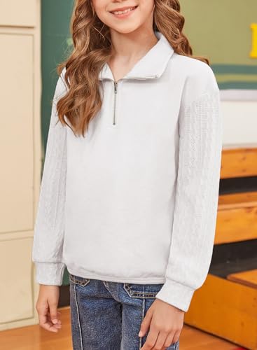 blibean Girls Long Sleeve Fleece Sweathirts Half Zipper Pullovers Size 6-15 Years3