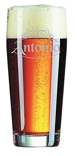 Colorfamily Bicchiere da birra con incisione PERSONALIZZABILE CON NOME - Idea Regalo Simpatica - bicchiere in vetro 40 cl