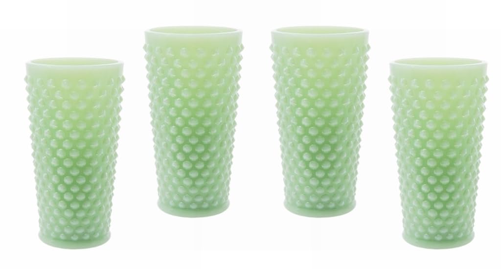 Ice Tea Glass - GiGi Hobnail Pattern - American Made - Mosser Glass USA (4, Jade)