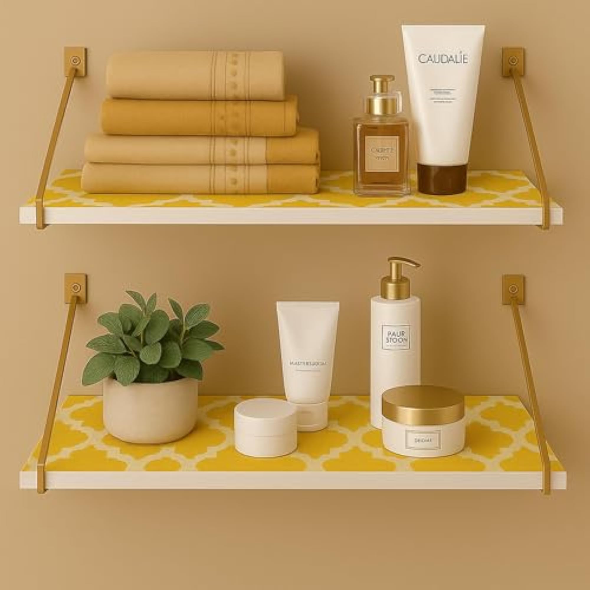 Golden Glow Fabric Mats Shelf Liners for Kitchen Shelves