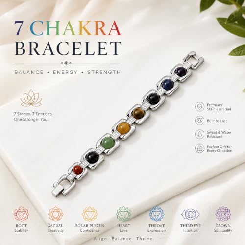 Image of eCraftIndia Crystal Energy Bracelet for Men & Women | 7 Chakra Healing Bracelet | Pyrite Dhanlabh Money Magnet Triple Protection Stone.