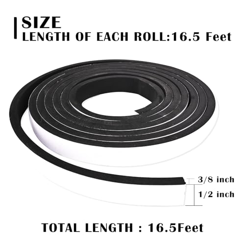Black Foam Insulation Tape with Self-Adhesive Backing,Closed Cell Foam Weatherstripping 1/2 inch Wide x 3/8 inch Thick,Soundproofing Door Weather Seal Strip for Door and AC Window Seal,High Denisty by Generic - Image 2