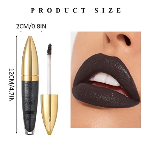 Kilshye Glitter Liquid Lipstick Matte Lipsticks Shimmer Lip Gloss High Pigment Lipglze Party Lips Makeup For Women And Girls Pack Of 1 (Black) #TOP6