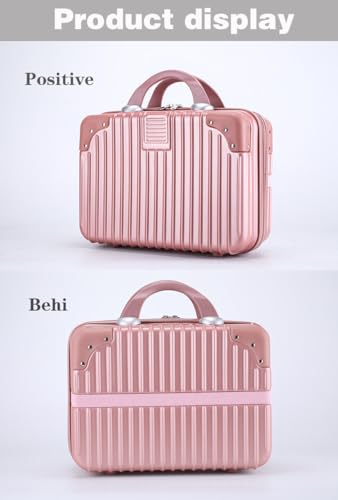Image of Makeup Case Suitcase, Mini Bag, Mini Hard Shell Travel Luggage, Women Portable Water Proof Carrying Suitcase, Organizer Bag, Small Hard Shell Cosmetic Lugge Bag, Water Proof (C-Rose Gold)