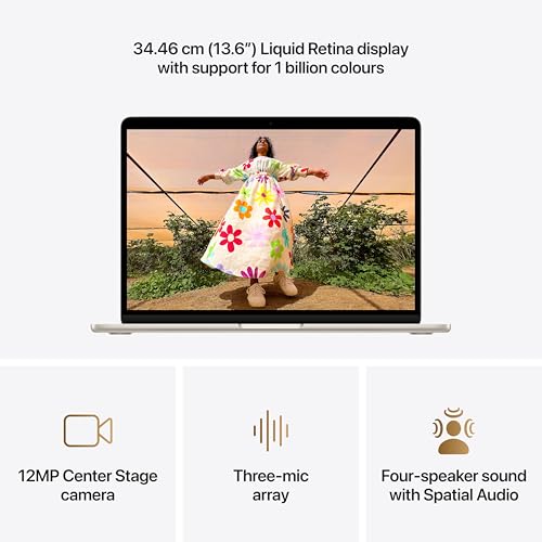 Image of Apple 2026 MacBook Air 13″ laptop with M5 chip: AI and Apple Intelligence, 34.46 cm (13.6″) Liquid Retina Display, 16GB Unified Memory, 512GB SSD Storage, 12MP Center Stage Camera, Touch ID; Starlight