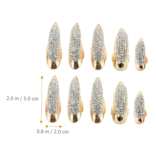 Bagues à ongles en alliage vintage punk gothique or par lot de 10 pièces - 6