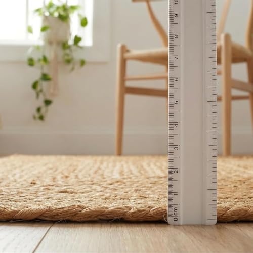 Jaipur Kilim Rugs Natural Jute Braided Rug 2x3 feet Oval | Vintage Boho Reversible Doormat for Entryway, Front Door | Farmhouse Natural Fiber Rugs for Bedroom, Kitchen, Living Room by JAIPURI KILIM RUGS - Used condition - Image 4