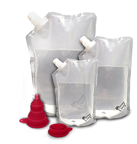 Cocktail Caddy Cruise Liquor Bag Kit For Alcohol - Concealable and Reusable Heavy Duty Flasks (1 x 32 Oz, 1 x 16 Oz, 1 x 8 Oz)