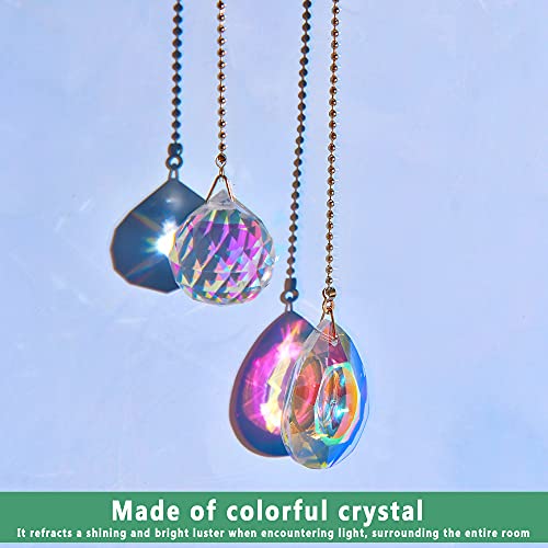 Worldity 5 Pieces Crystal Ceiling Fan Pull Chain, Rainbow Maker Fan Pulls Decorative, Pull Chain Extension With Connector For Living Room Bedroom Ceiling Light Fan, 20Inches #TOP3