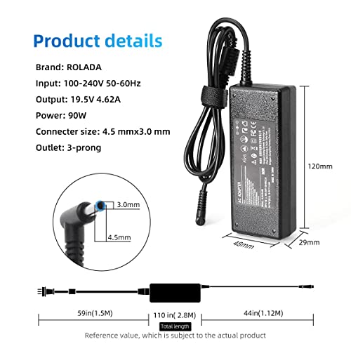 90W Ac Adapter Laptop Charger For Hp Envy Touchsmart Sleekbook 15 17 M6 M7 Series Hp Pavilion 11 14 15 17, Hp Stream 11 13 14, Hp Elitebook Folio 1040, Hp Spectre X360 13 15 Power Supply Cord #TOP4