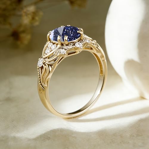 Image of Gemstone Vintage Rings for Women s925 Sterling Silver Round Cut 1.0 Carat Gemstone with Moissanite Promise Engagement Anniversary Ring for Her
