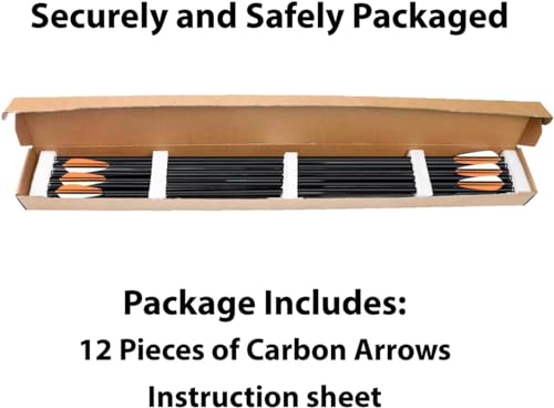 KESHES Archery Carbon Arrows for Recurve, Longbow, Traditional Bows – 30-Inch Archery Arrows - Removable Nocks & Tips for Target Practice – Durable Archery Accessories for Youth & Adults (12 Pack)