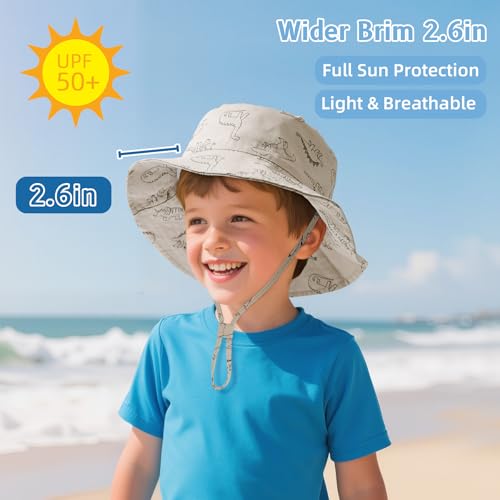 Image of Baby Sun Hat UPF 50+ Sun Protective Toddler Bucket Hat Summer Kids Beach Hats Wide Brim Outdoor Play Hat for Boys Girls