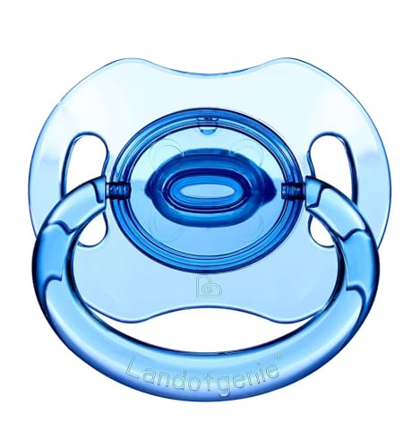 Image of Landofgenie Large Shield Adult Size Pacifiers Bone Shape Transparent Design Pacifier Blue