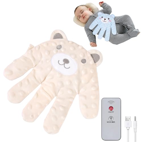 Almohada de mano para dormir con manos de bebé, suave ayuda a dormir para niños, con cierre automático, cojín calmante para dormir con 3 modos de clap, almohada para bebé para ayudar a dormir (beige)