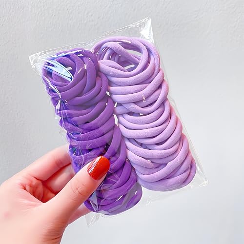 50PCS Hair Ties,Cotton Seamless Ponytail Holders,No Damage Elastics Hair Bands for Thick Heavy &Curly
