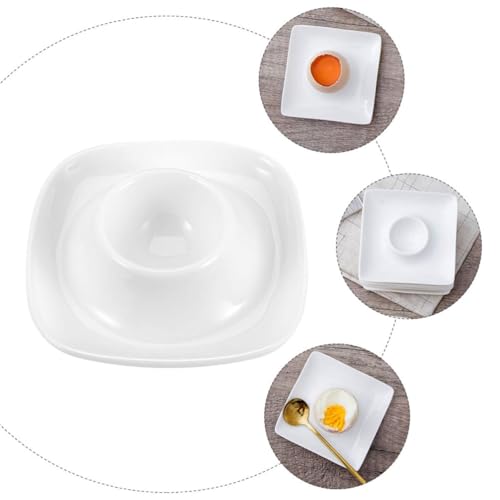 Hueveras de cerámica de alta calidad OSOLADY, juego de 2 piezas de diseño refinado en color blanco 4