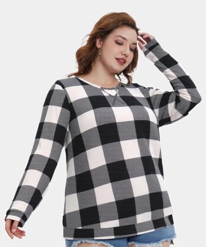 TIYOMI Plus Size Tops For Women Long Sleeve Shirts Round Neck Tie Dye Tunic Fall Winter Sweatshirts XL-5XL (14W-28W)3