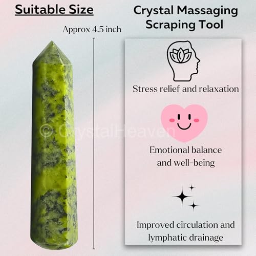 Image of Green Jade Crystal Wand - Pointed Crystal Wand for Energy Healing, Chakra Balancing, Meditation and Home Decor - Crystals and Healing Stones for Gift