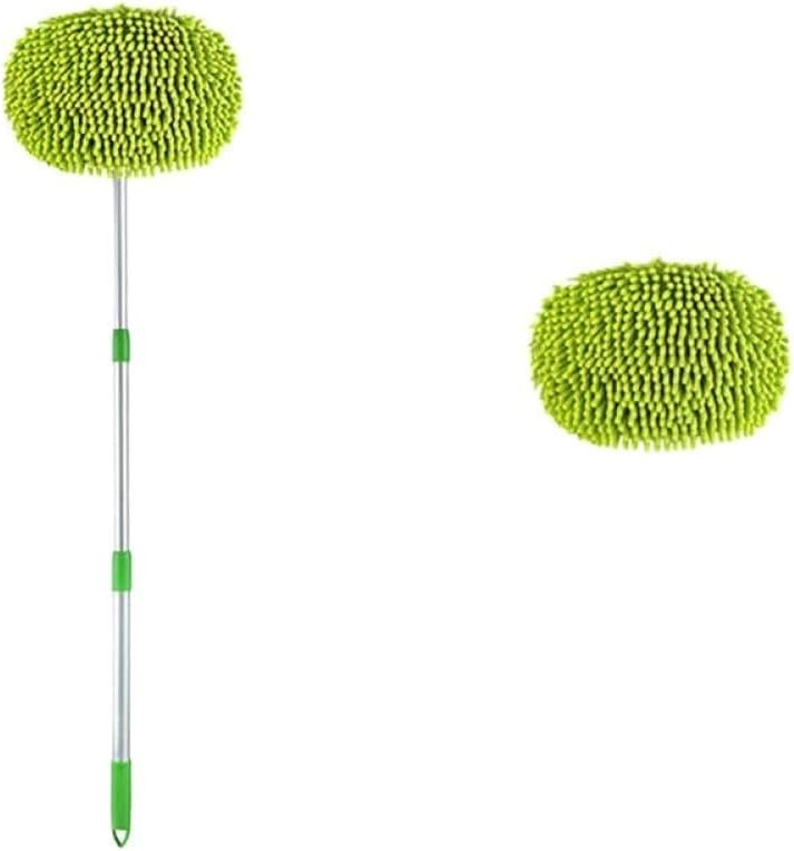 Three Section Telescopic Car Washing Mop Compatible with Automotive Vehicles Soft Super Absorbent Window Wash Tool(Combination B)