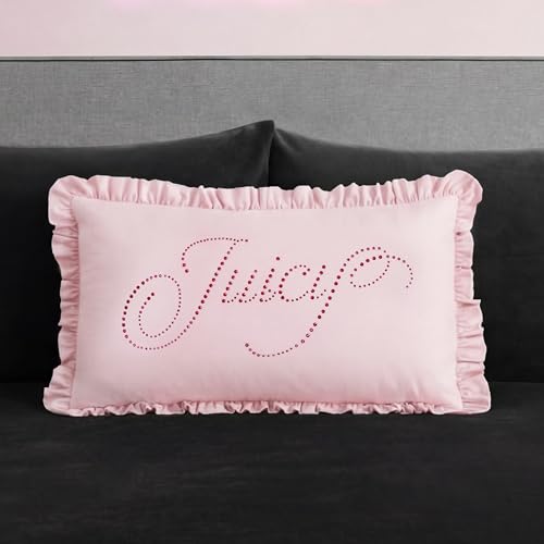 Juicy Couture Ruffle Rhinestone 14 x 24 Decorative Pillow Pink