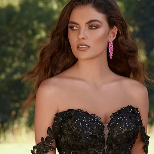 EleQueen Sparkle Marquise Rhinestone Crystal Statement Clip-On Dangle Earrings for Women, Crystals Art Deco Prom Chandelier Jewelry for Wedding Bridal3