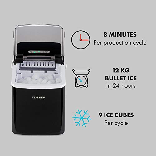 Klarstein Arctic Porter Eiswürfelmaschine Klein, Mini, für Große & Kleine Eiswürfel, 2L Eiswürfelbereiter, mit Touch Control, Selbstreinigend, 12kg/24h – Bild 5