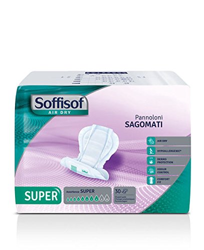 Soffisof Air Dry Inkontinenz-Vorlage für Frauen und Männer Super - Erwachsenen Windeln - Einzelpackung mit 30 Windeln, 8 Tropfen - anatomische Windel