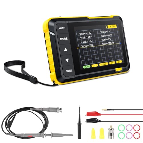 Mini Handheld Digital Oscilloscope 200kHz, 2.5 MS/s Sampling, Kethvoz Pocket Oscilloscope Kit with Auto/Normal/Single Trigger Functions for Automotive/Beginners (P6100 High Voltage Probe included)