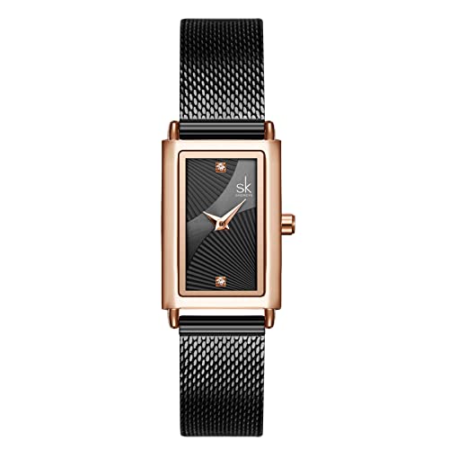 SHENGKE Minimalist Watch (Love Me Tender Love Me Home) Casual Fashion Wrist Watch Deco Square Black