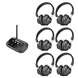 Avantree Quartet 2 Bluetooth-Compatible Wireless Group Listening Bundle: 4 Headphones & 1 Transmitter + 2 Add-On Headphones, No Lip-Sync Delays, Perfect for TV, Silent Discos, and More