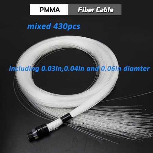 AZIMOM 50pcs*13.1ft PMMA Plastic Fiber Optic Strands End Glow 0.75mm/ 0.03in Optical Fiber Cable Roll for Star Sky Ceiling All Kind led Light Engine Source Driver