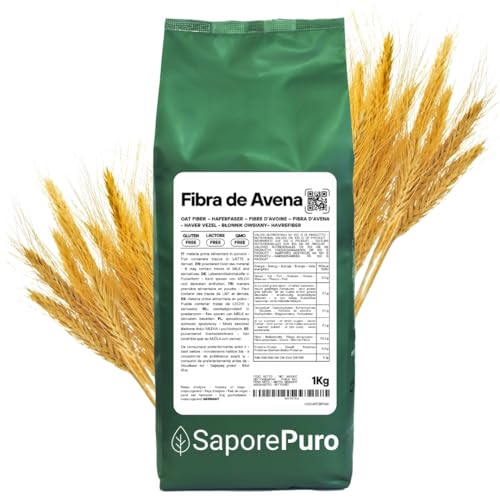 SaporePuro Fibra de Avena en polvo 1 kg - Sin Gluten - Fuente natural de fibra