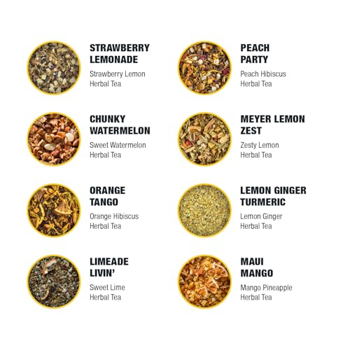 Image of Tiesta Tea - Caffeine Free Tiesta Tasting Sampler Dry Flight Set, Loose Leaf, No Caffeine, Makes Hot & Iced, Assorted Tea Sets with Herbal, and Fruit Blends, 25 Resealable Sample Pouches