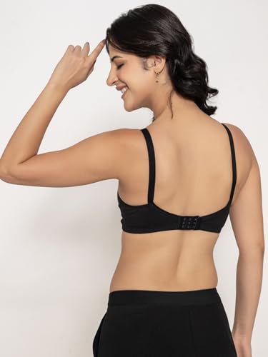 Image of INKURV Seamless Non-Padded Bra for Women | Non-Wired Cotton Full Coverage T-Shirt Bra | Thin Adjustable Straps | Double Layered Cups | Anti Sag Lift Up Support | Luna Combo of 2