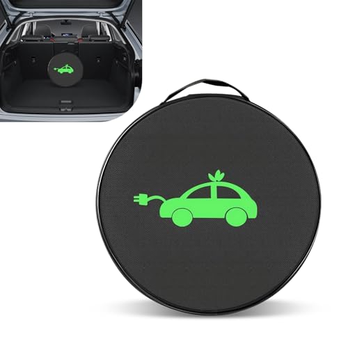 Arwrilt Car Tools Cable Bag, Waterproof Electric Vehicle Charging Cable Organizer Bag, Portable EV Charging Cable Bags, Storage & Organizer for Jumper Cables, Cords, Universal for Cars Trucks (Round)