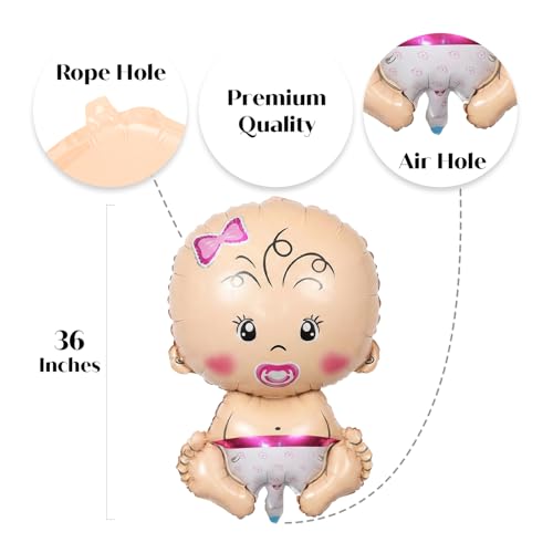 Image of Just Party Baby Shower Decoration Kit, Boy ? Girl - Pack of 5 | Balloons for Baby Shower Decoration |Baby Boy and Baby Girl Figure Foil Balloons | Boy ? Girl Foil Balloons