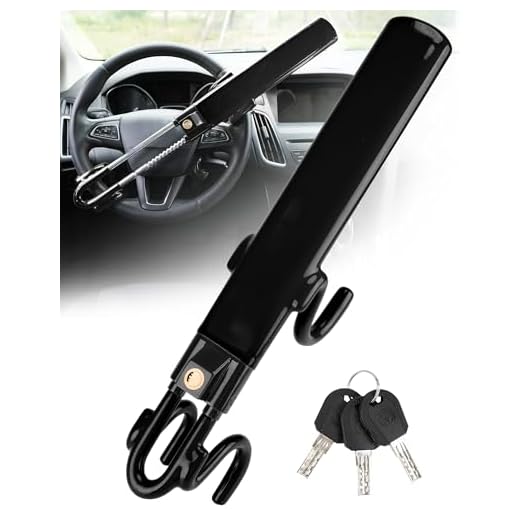 Tevlaphee Steering Wheel Lock Anti-Theft Car Device Heavy Duty Security Car Lock Antitheft Locking Devices Great Deterrent Adjustable Car Wheel Lock Anti Theft for Vehicle Truck with 3 Keys(Black)