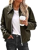 Cicy Bell Womens Faux Leather Bomber Jackets Cropped Motorcycle Casual Coats Fall Trendy Zip Up Outerwear