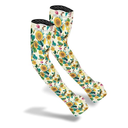 FARMERS DEFENSE Gardening Arm Sleeves|UV Cooling Protective Sleeve Women & Men|Anti-Scratch Cover Sun UPF Outdoor Protection - Garden Flowers- L/XL