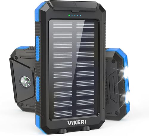 Vikeri Solar Power Bank 26800mAh Portable Solar Charger Portable Charger USB C Fast Charging Outdoor with Flashlight 4 Output Ports for Smartphones Tablets and More (Deep Orange)