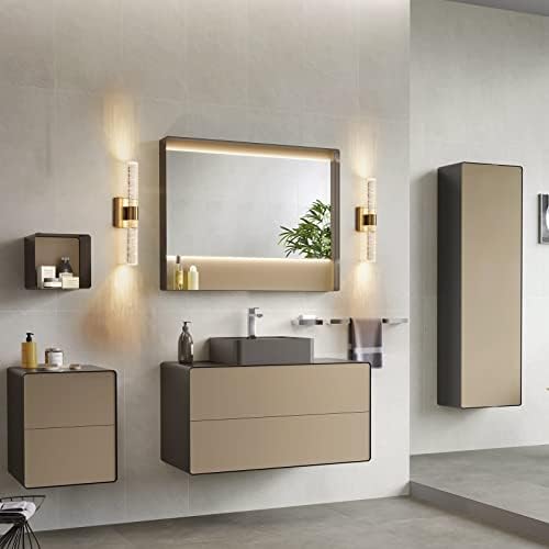 Indoor LED Wall Sconce Gentle with Bubble Glass,Toilet Self-importance Lighting Fixtures 3000K Gold Mounted Crystal Wall Over Mirror LED Wall Lamp for Residing Room, Bed room,Hallway 3