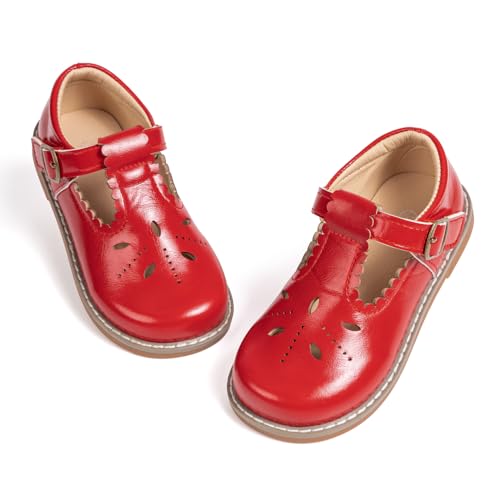 Toddler Little Girls T-Strap Mary Jane Ballet Flat Casual School Oxford Dress Shoes for Flower Girl Party Wedding