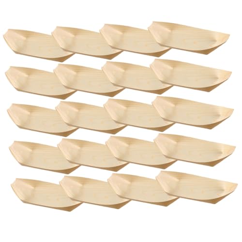 Frcolor 200個 使い捨て竹木製寿司船皿 食品用多機能ディスポーザブルトレイ 家用パーティー向け刺身盛り付け皿